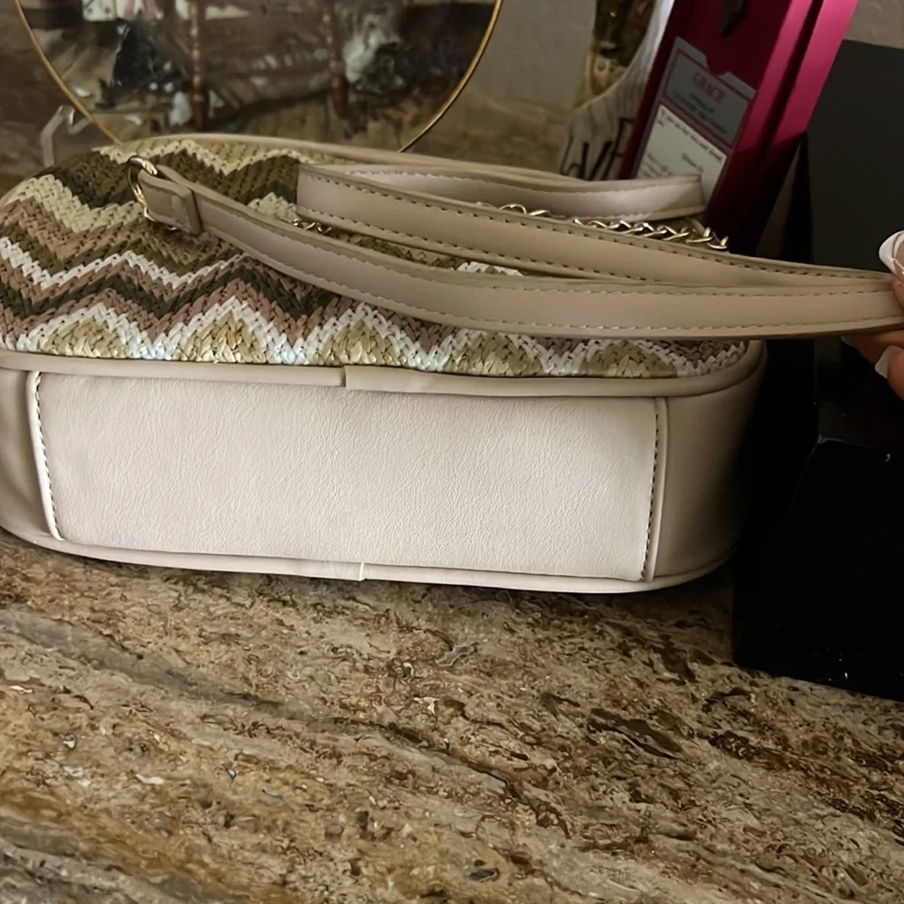Sold Mini beige Purse, exterior pocket, fabric and leather exterior fabric - Picture 9 of 9